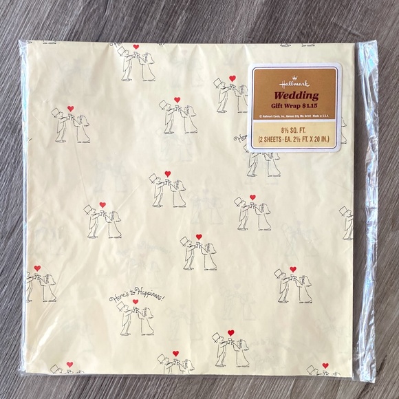 VTG 1970s Wedding Gift Wrap Hallmark Wrapping Paper NIP 2 Sheets - Picture 1 of 7